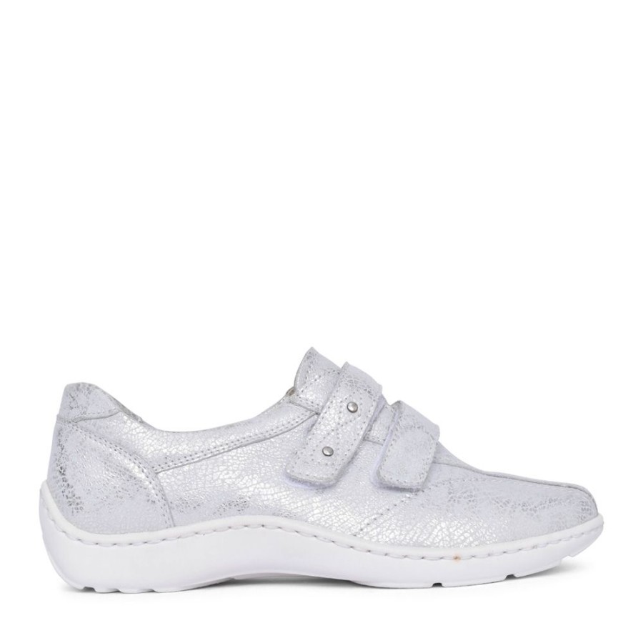 Ladies WALDLAUFER | Ladies 496301 White Henni Velcro Shoe In White