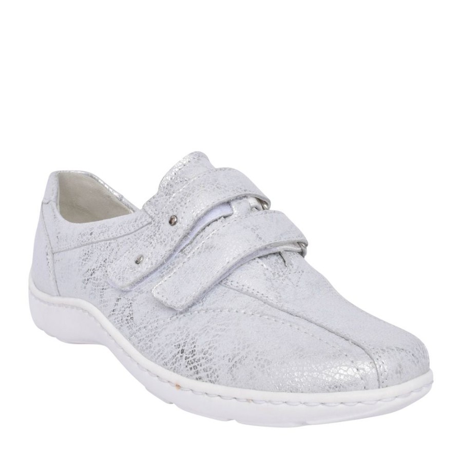 Ladies WALDLAUFER | Ladies 496301 White Henni Velcro Shoe In White