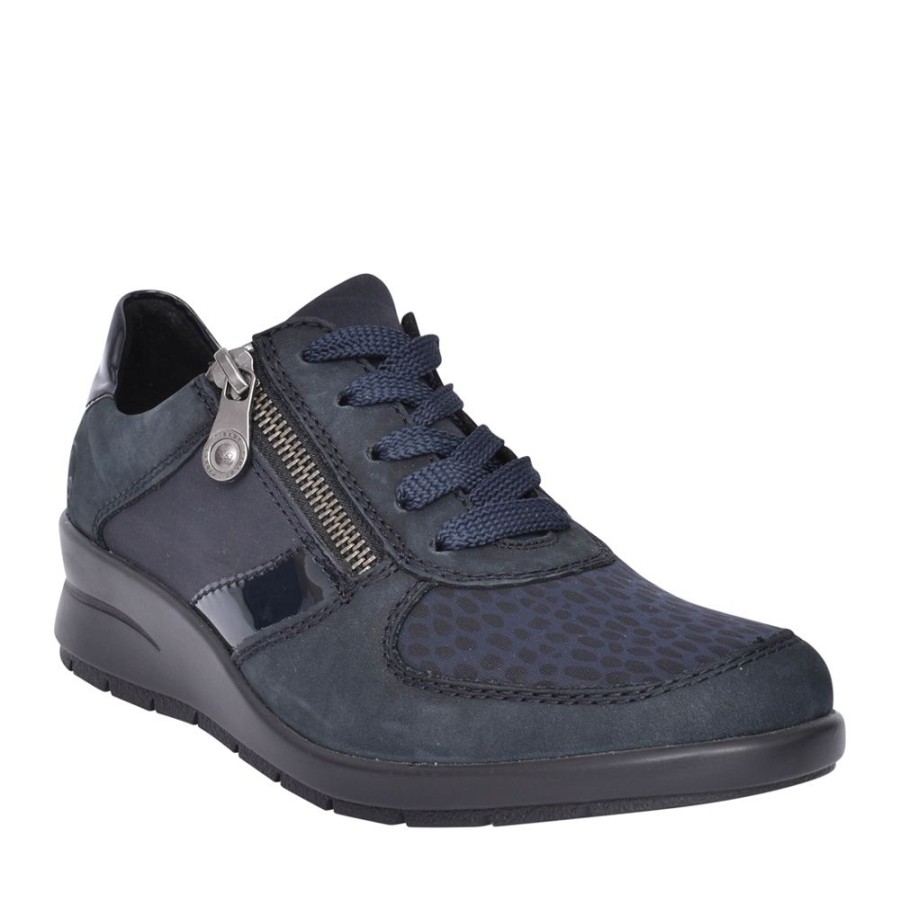Ladies RIEKER | Ladies L4821 Laced Wedge Shoe In Navy