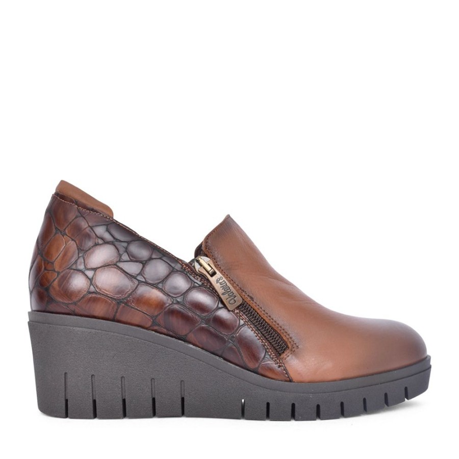 Ladies VALERIA'S | Ladies 9612 Wedge Heel Slip-On Shoe In Tan