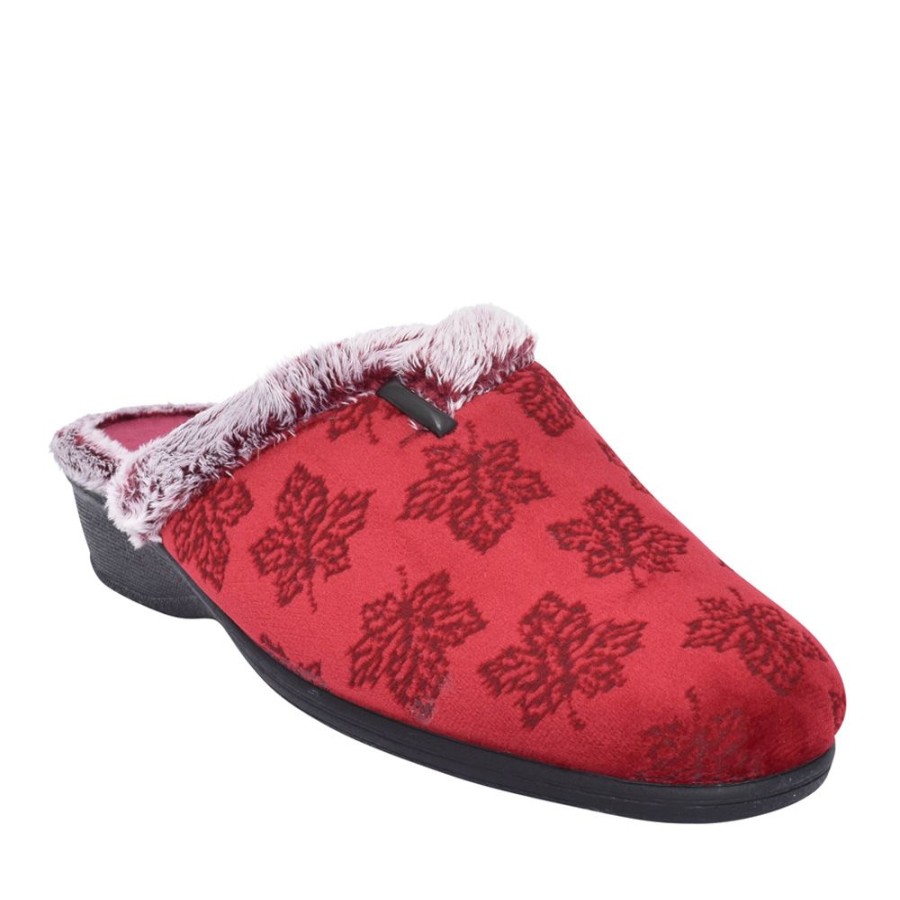 Ladies LOTUS | Wedge Mule Slipper In Red
