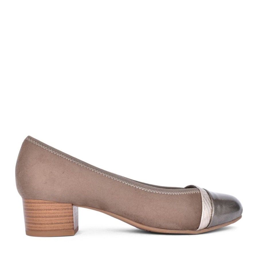 Ladies JANA | Ladies 8-22366 Low Heel Court Shoe In Taupe