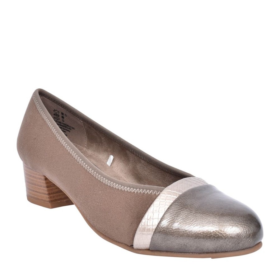 Ladies JANA | Ladies 8-22366 Low Heel Court Shoe In Taupe