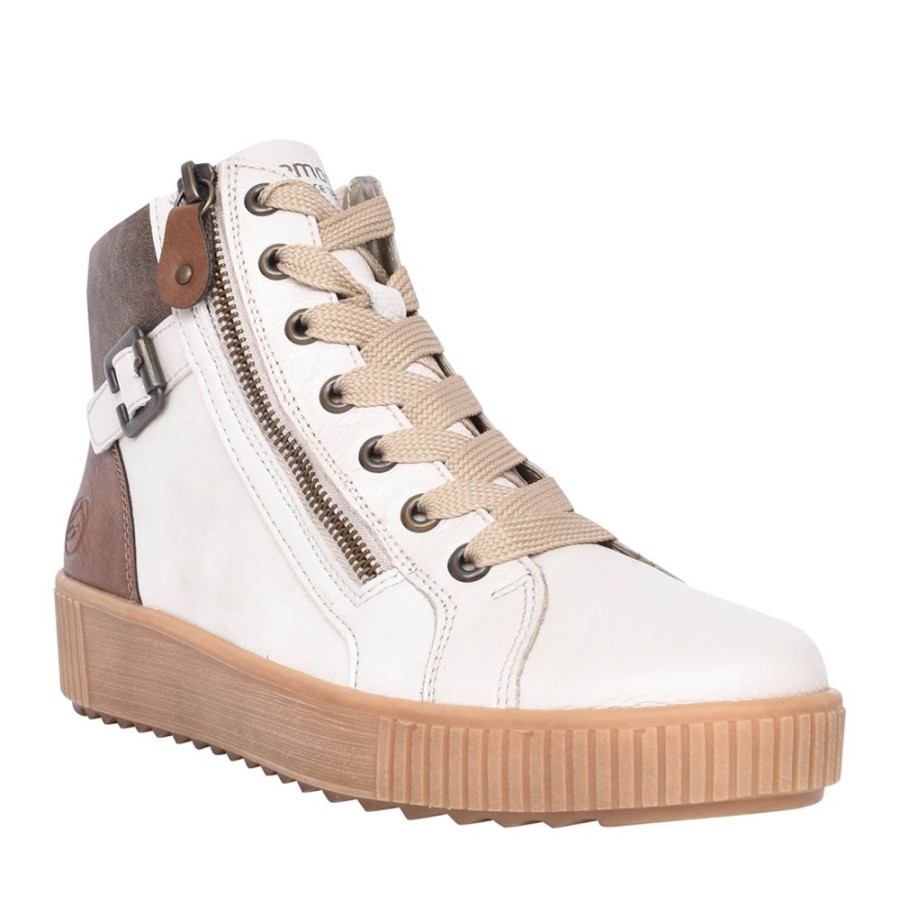 Ladies REMONTE | Ladies R7997 Laced Ankle Boot In Off White