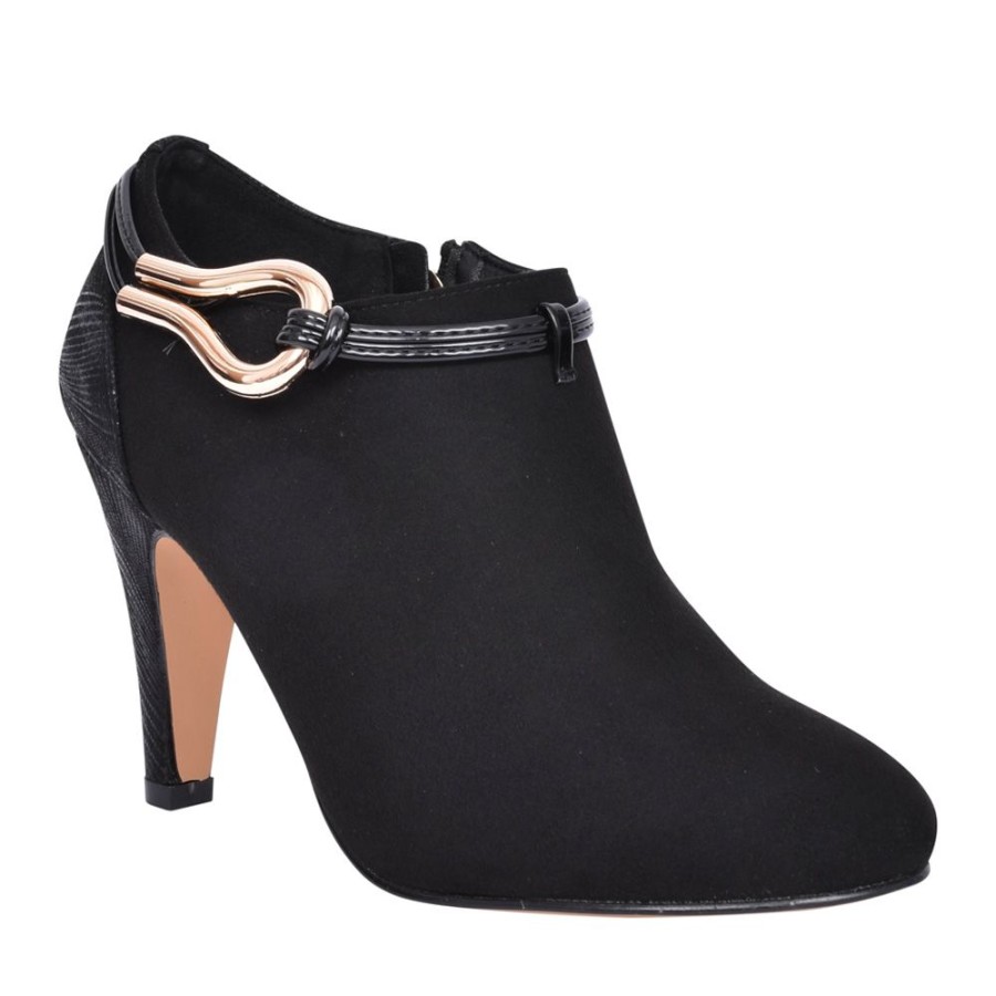 Ladies LOTUS | Ladies Gloria Uls440 Medium Heel Shoe Boot In Black