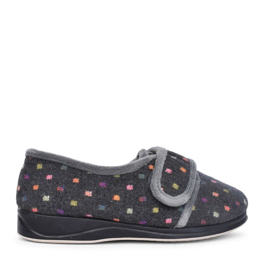 Ladies PADDERS | Ladies Lotty Velcro Slipper In Grey