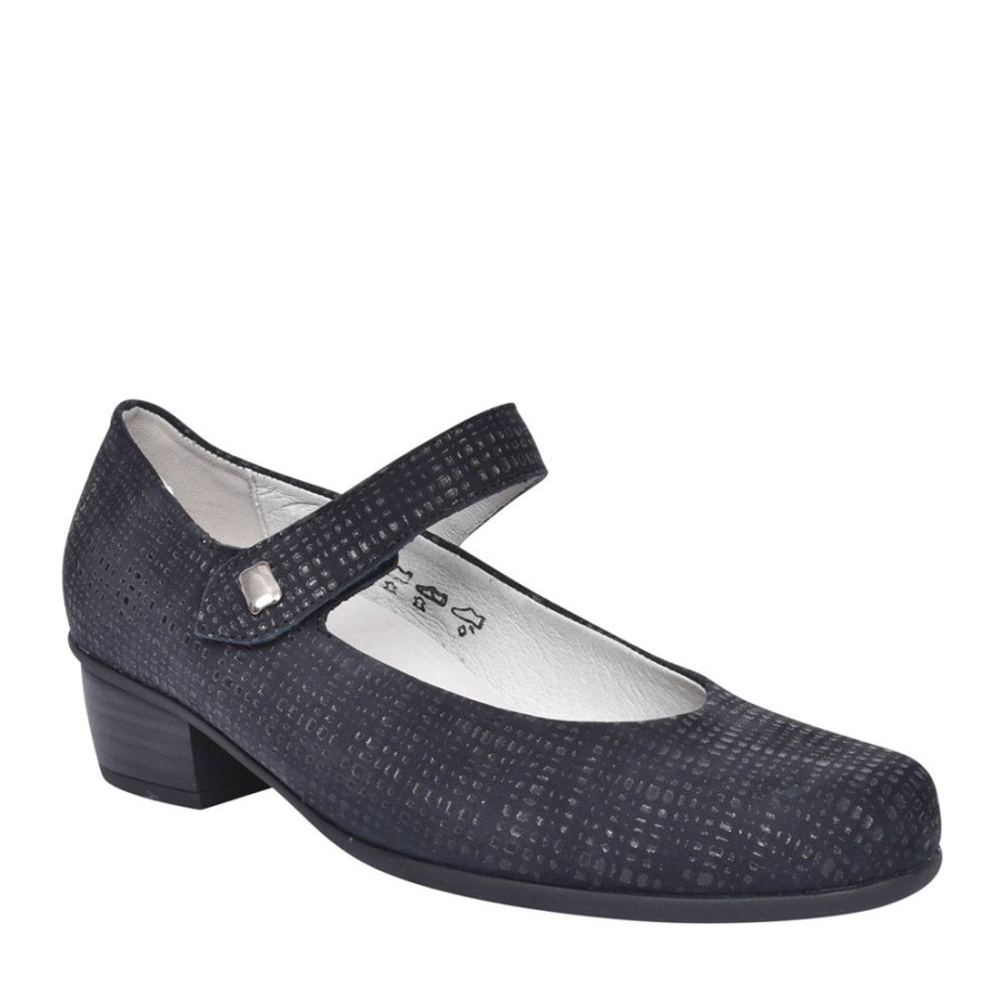 Ladies WALDLAUFER | Ladies Haifi 967303 Velcro Shoe In Navy