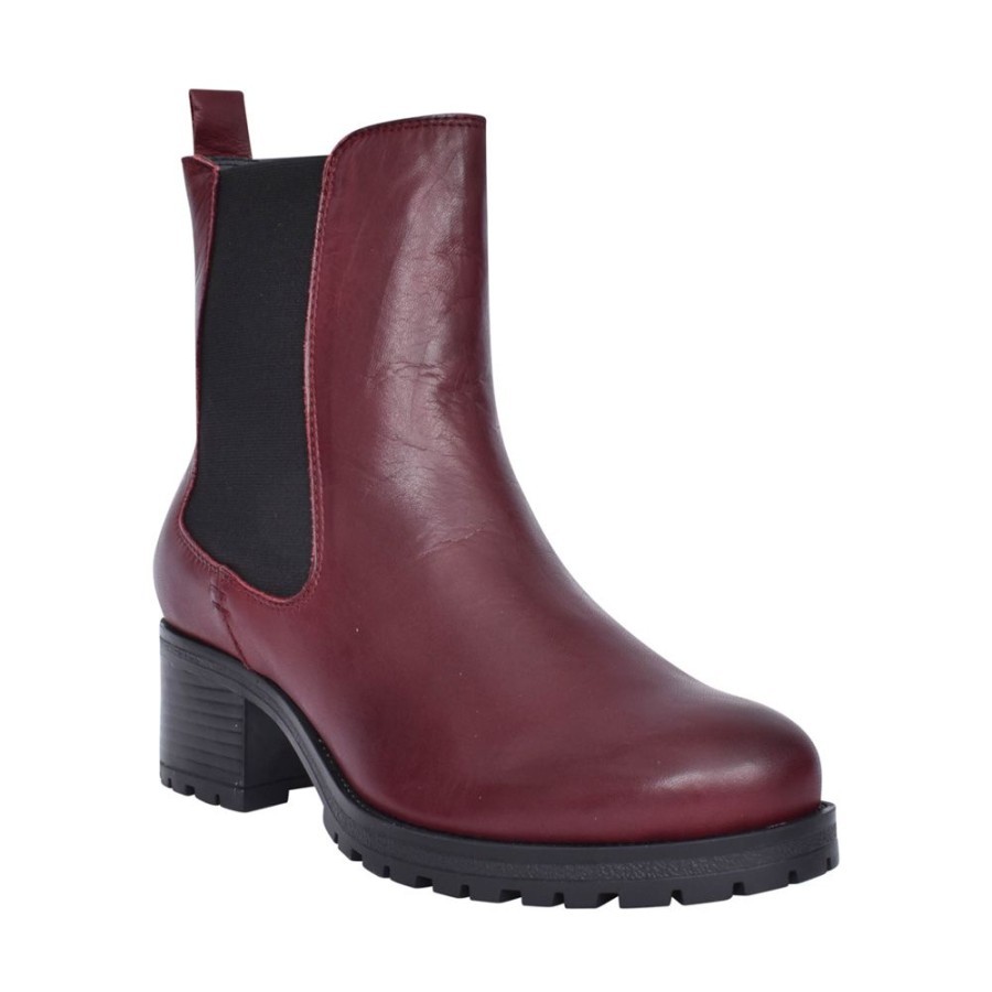 Ladies MODA IN PELLE | Ladies Brooklea Block Heel Ankle Boot In Burgandy