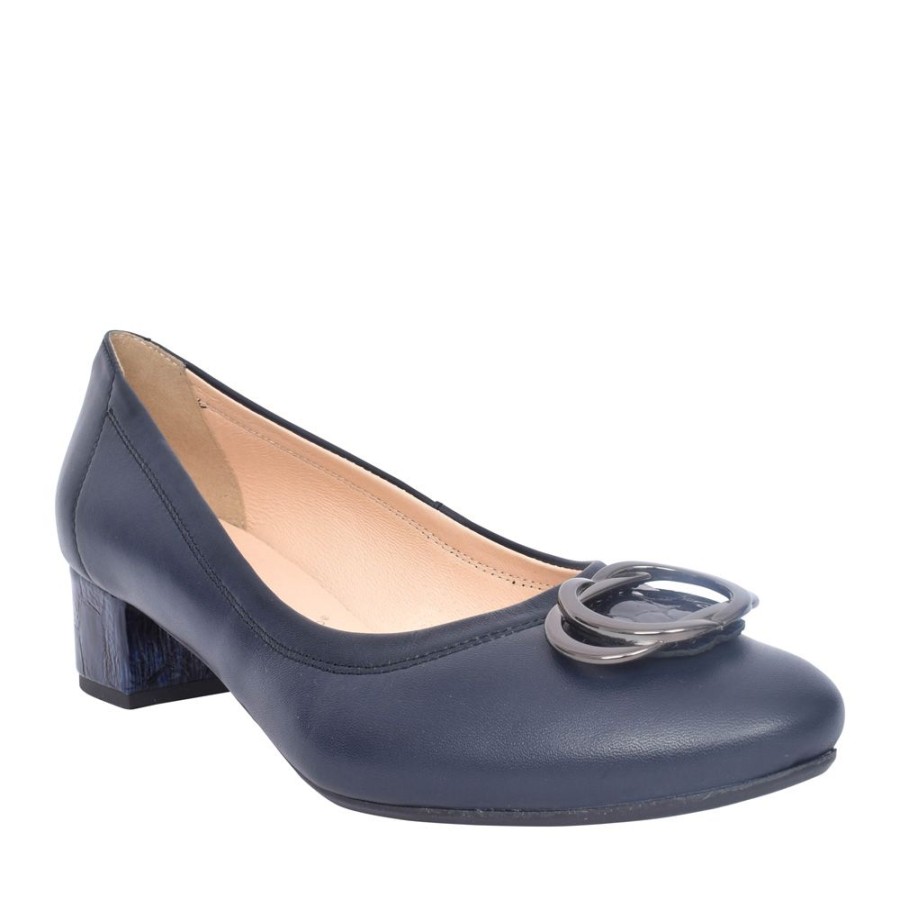 Ladies BIOECO | Ladies 6415 Low Heel Court Shoe In Navy
