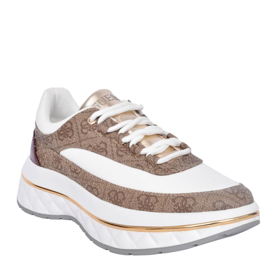 Ladies GUESS | Ladies Fl8Kyr Kyra Laced Trainer In Beige