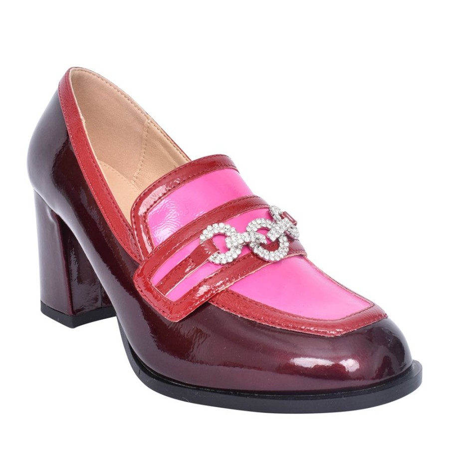 Ladies DANCING MATILDA | Ladies Trapeze 006 Block Heel Shoe In Wine