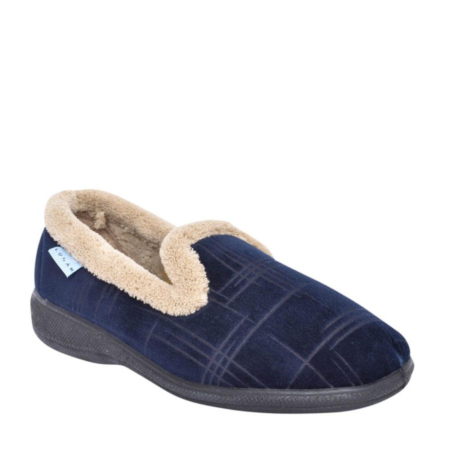 Ladies LUNAR | Ladies Holly Kla002 Quilted Slipper In Navy