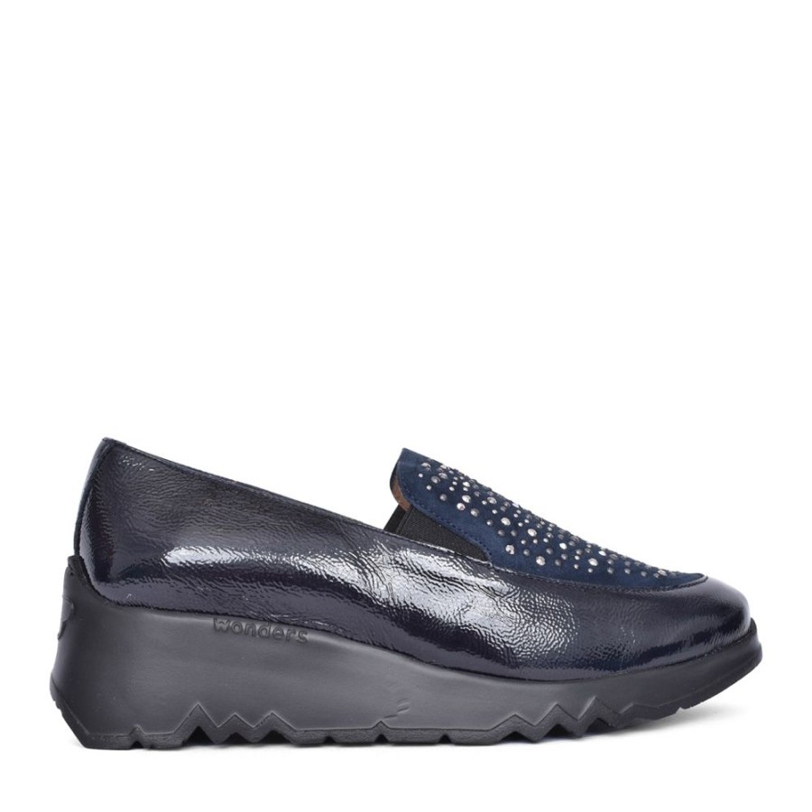 Ladies WONDERS | Ladies E-6733 Wedge Slip-On Shoe In Blue