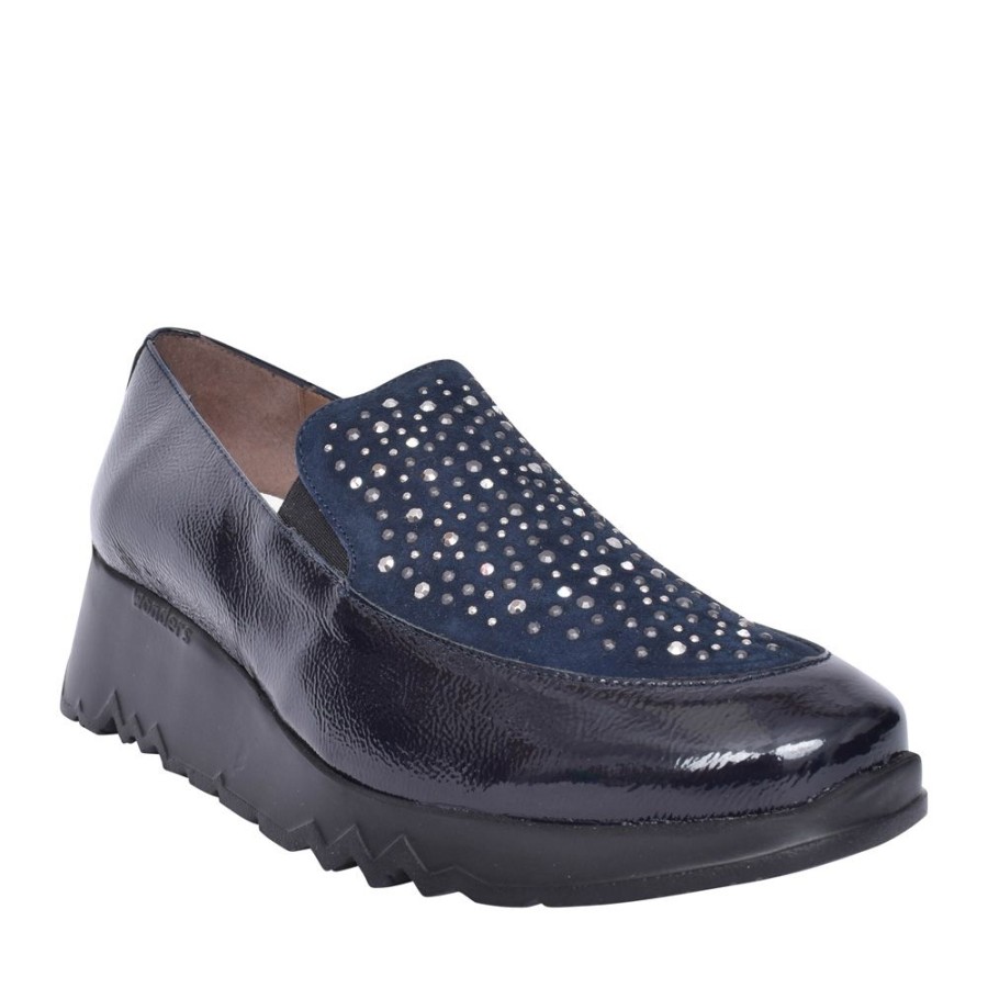 Ladies WONDERS | Ladies E-6733 Wedge Slip-On Shoe In Blue