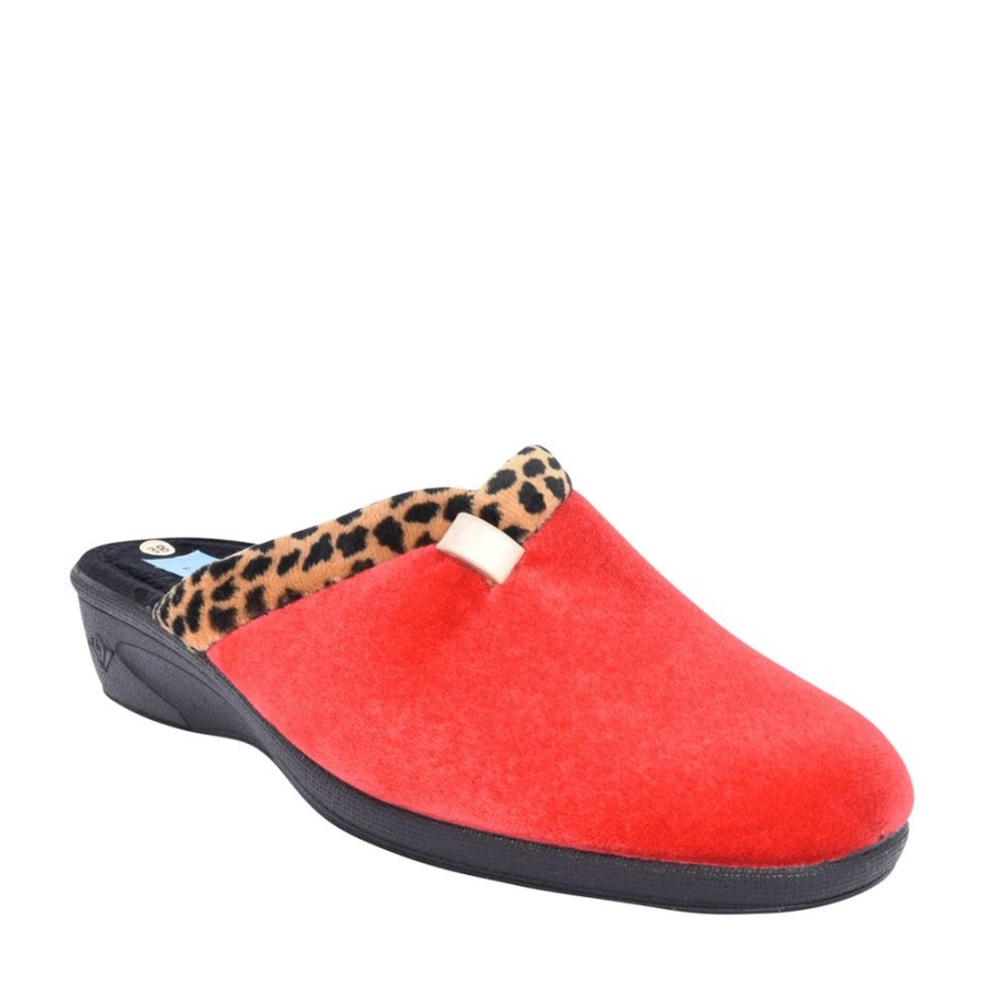 Ladies LUNAR | Ladies Michelle Kla007 Mule Slipper In Red