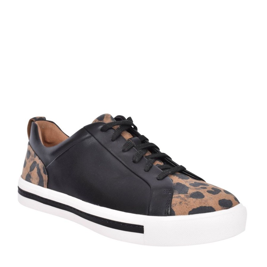 Ladies CLARKS | Ladies Un Maui Lace Combi D-Fit Laced Trainer In Leopard