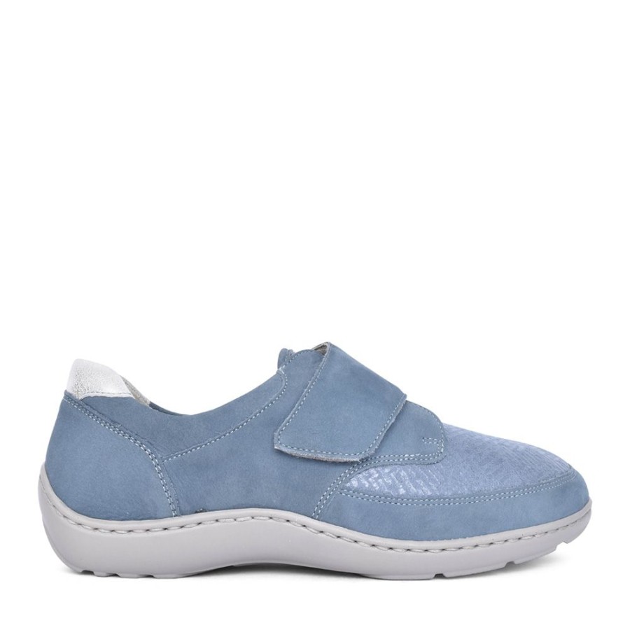 Ladies WALDLAUFER | Ladies 496H31 Denim Henni H-Fit Velcro Shoe In Denim