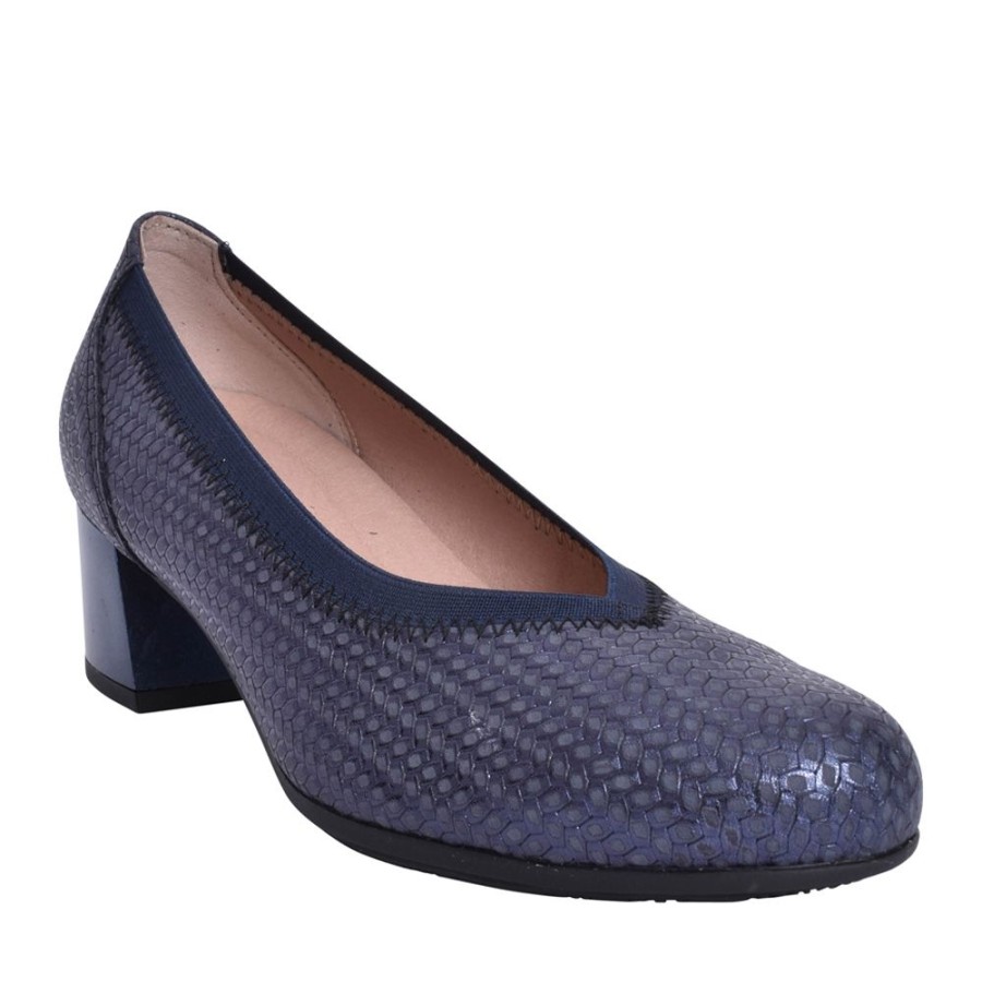 Ladies PITILLOS | Ladies 5090 Low Heel Court Shoe In Navy