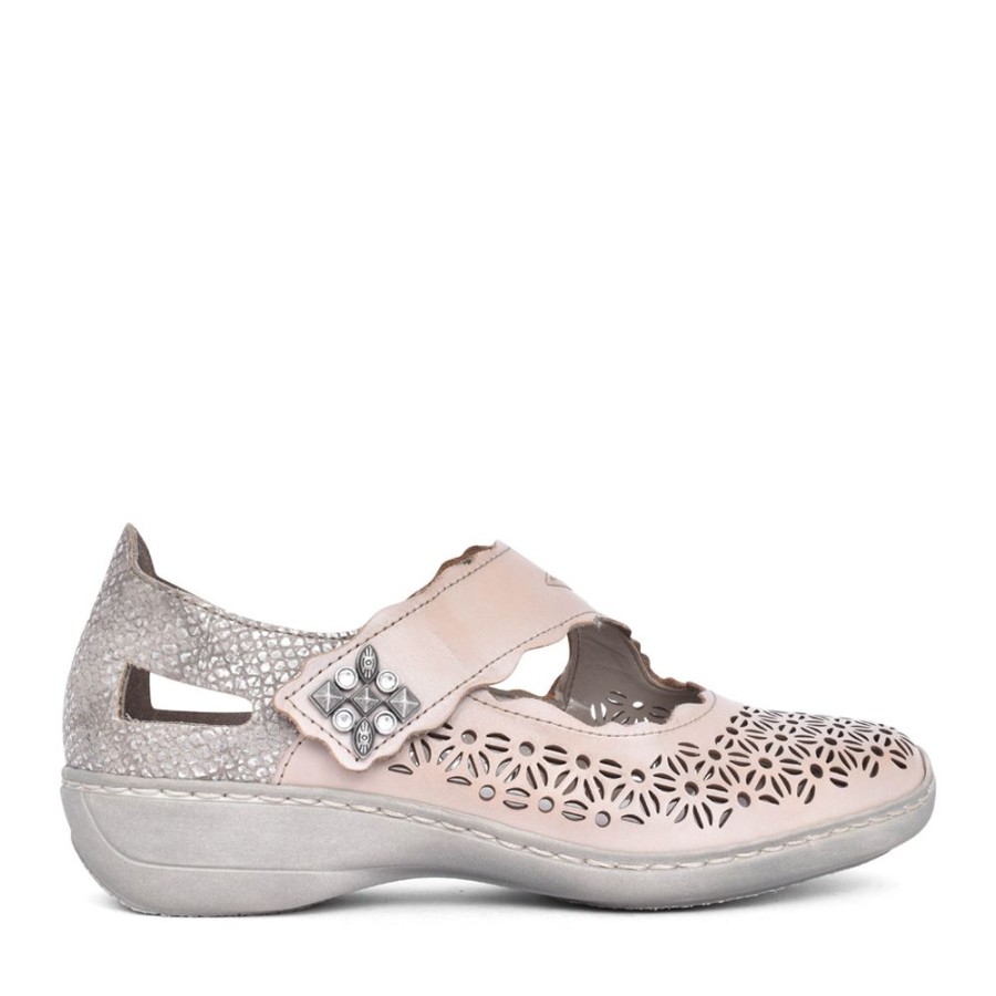 Ladies RIEKER | Ladies 413G4 Velcro Shoe In Beige
