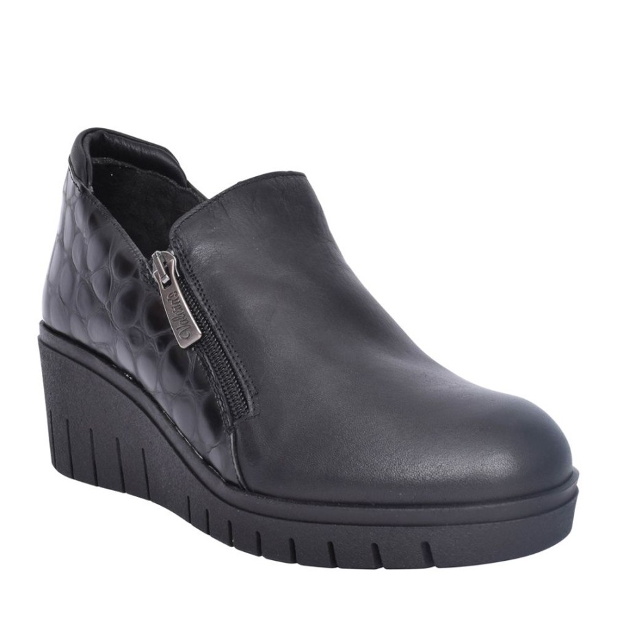 Ladies VALERIA'S | Ladies 9612 Wedge Heel Slip-On Shoe In Black