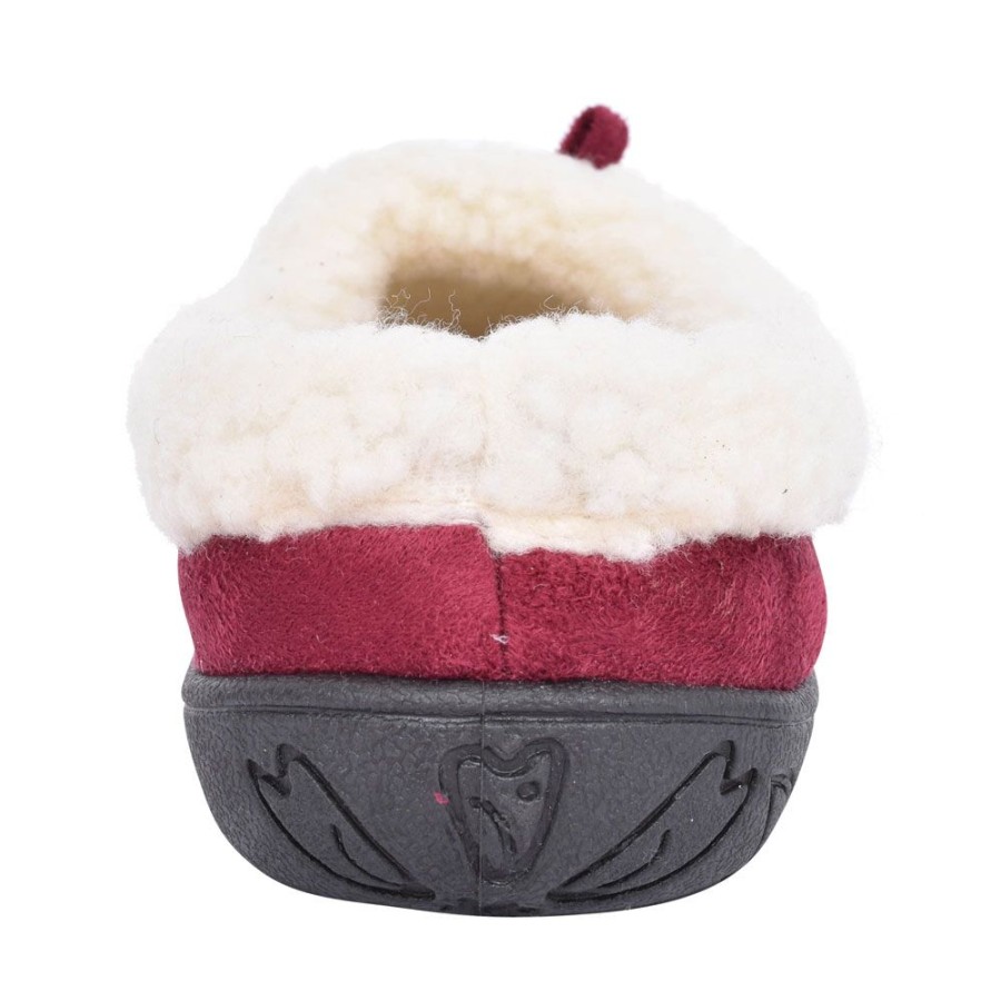 Ladies PADDERS | Ladies Snug Faux Fur Trim Mule Slipper In Burgandy