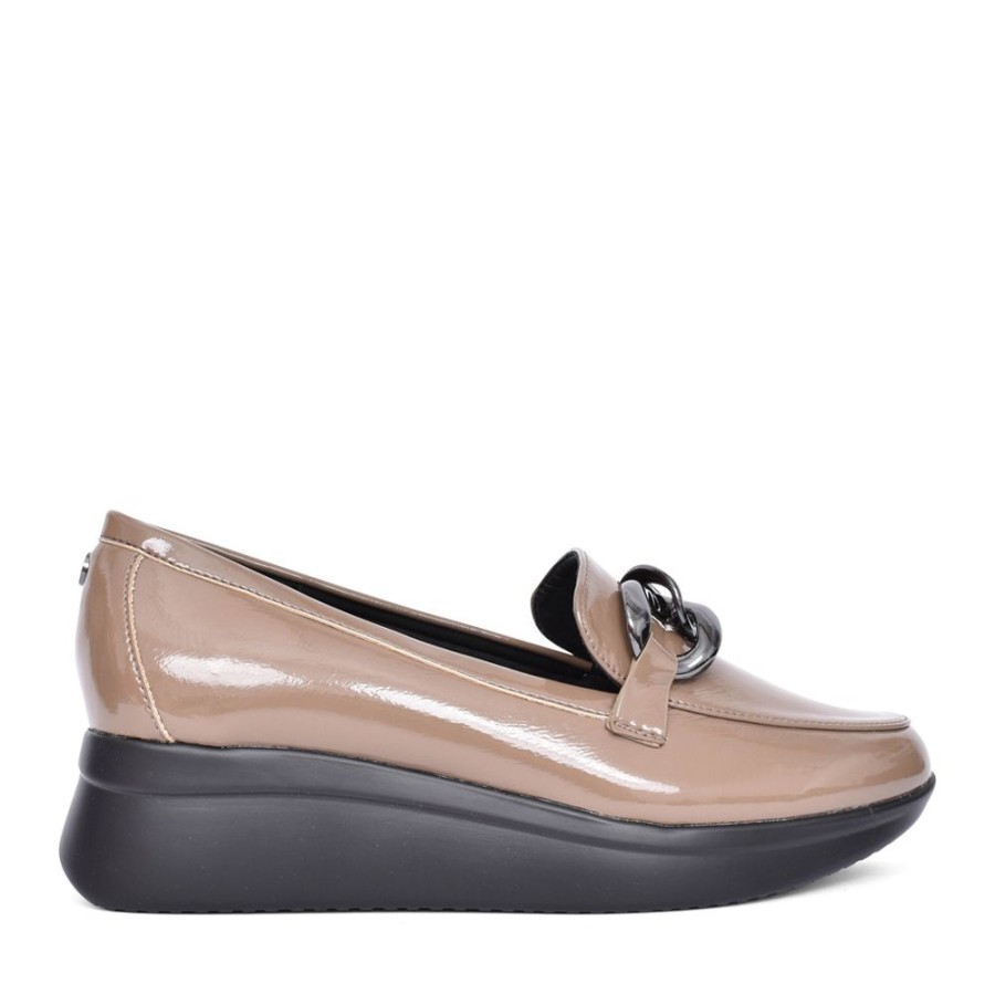 Ladies LOTUS | Ladies Preston Uls421 Wedge Loafer In Taupe Patent