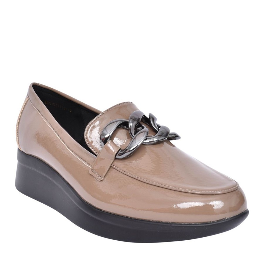 Ladies LOTUS | Ladies Preston Uls421 Wedge Loafer In Taupe Patent