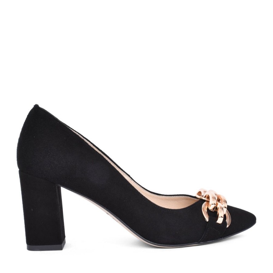 Ladies EMIS | Ladies Z7974 Medium Heel Suede Court Shoe In Black