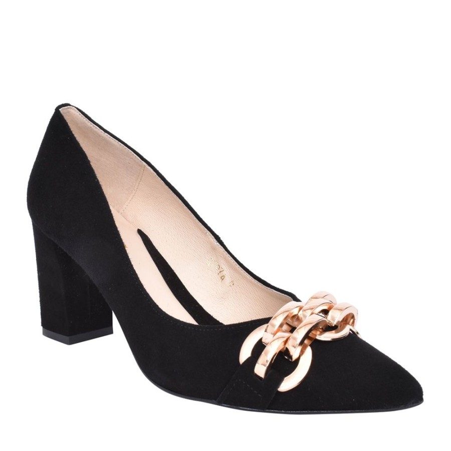 Ladies EMIS | Ladies Z7974 Medium Heel Suede Court Shoe In Black