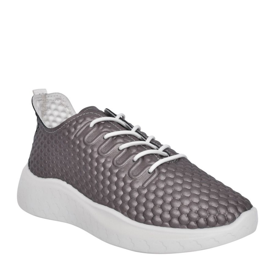 Ladies ECCO | Ladies 825253 Therap Laced Trainer In Silver