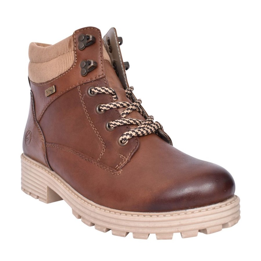 Ladies REMONTE | Ladies D0W75 Tex Laced Ankle Boot In Brown