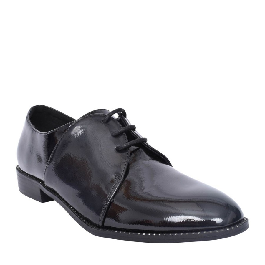 Ladies DANCING MATILDA | Ladies Trapeze 002 Laced Shoe In Black Patent