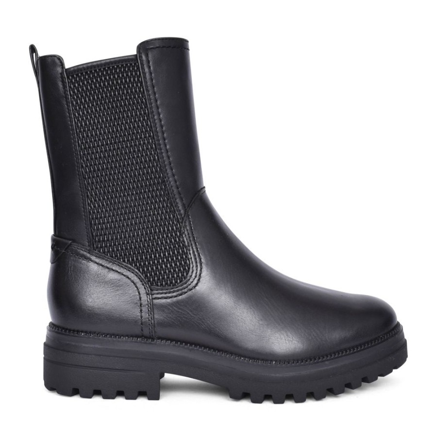 Ladies TAMARIS | Ladies 1-25439 Slip-On Calf Boot In Black