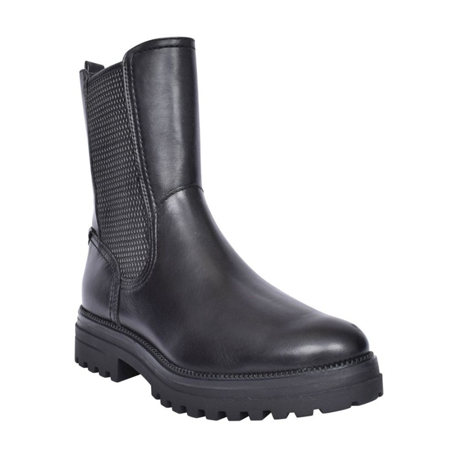 Ladies TAMARIS | Ladies 1-25439 Slip-On Calf Boot In Black
