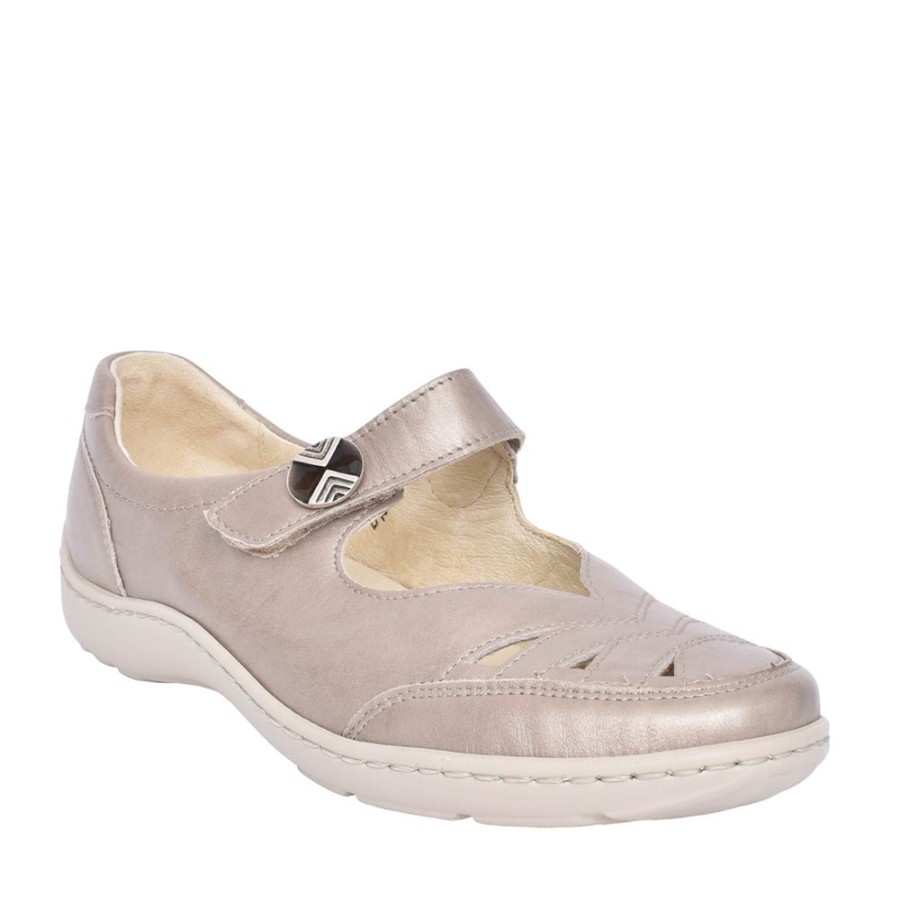 Ladies WALDLAUFER | Ladies Kya 607309 Velcro Shoe In Metallic