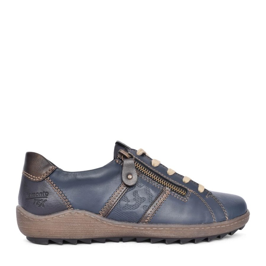 Ladies REMONTE | Ladies R1426 Tex Laced Trainer In Navy