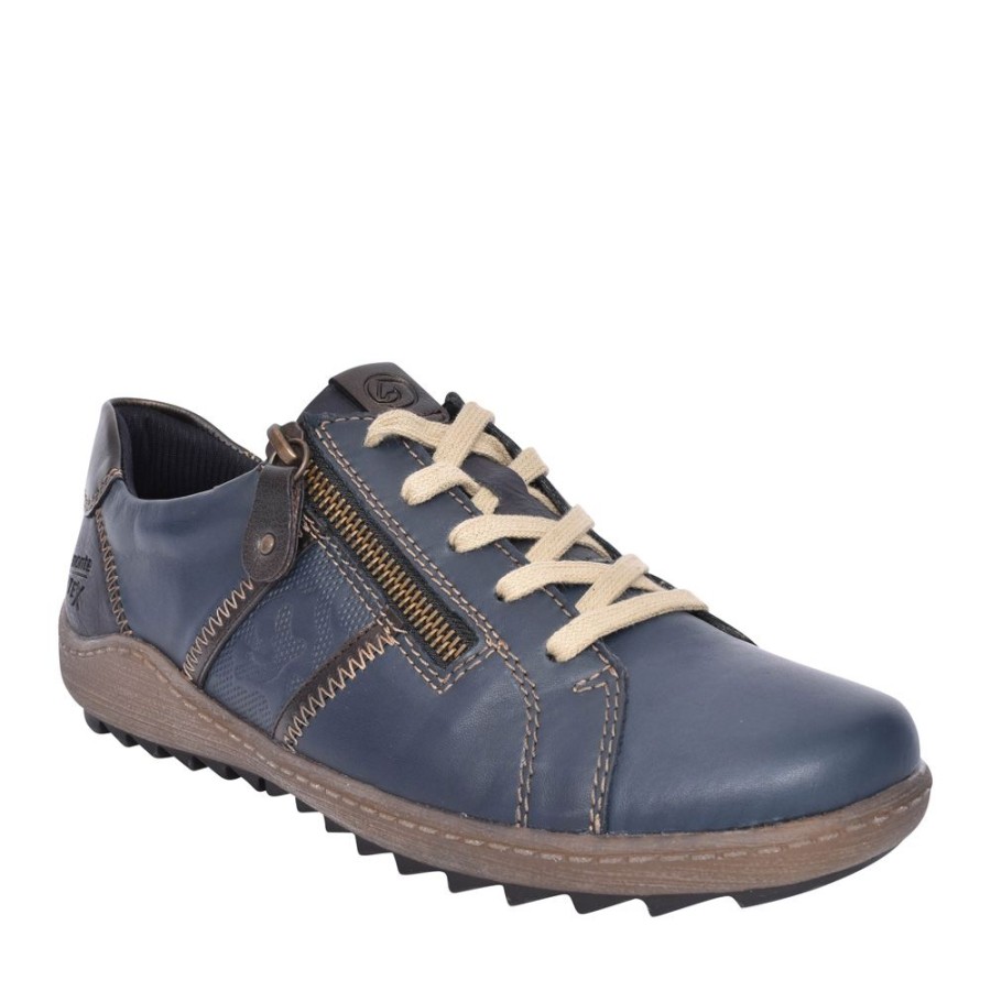 Ladies REMONTE | Ladies R1426 Tex Laced Trainer In Navy