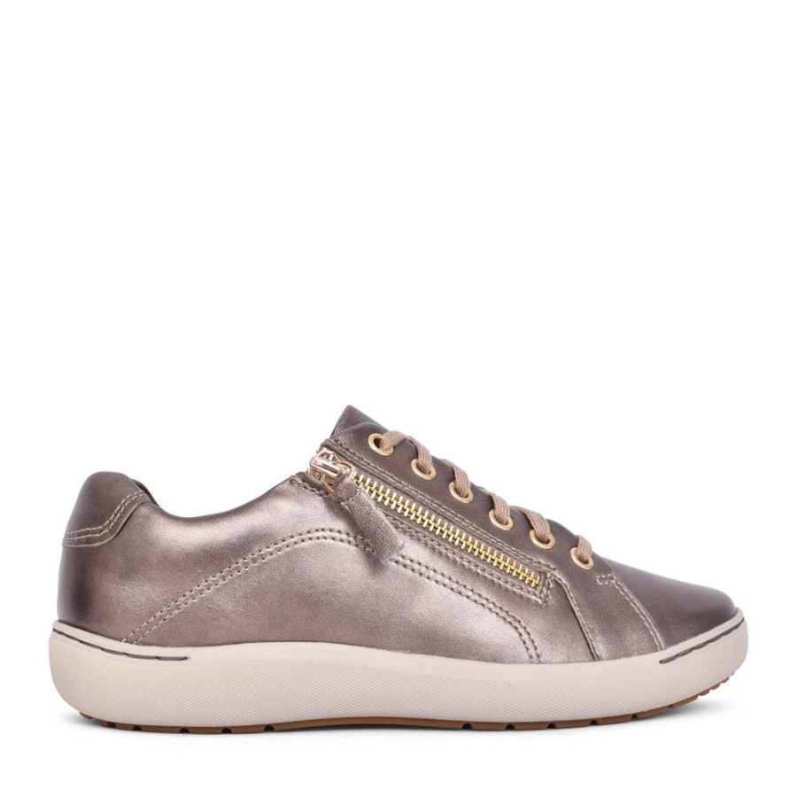 Ladies CLARKS | Ladies Nalle Lace D-Fit Trainer In Metallic