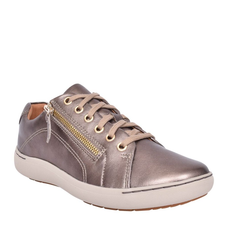 Ladies CLARKS | Ladies Nalle Lace D-Fit Trainer In Metallic