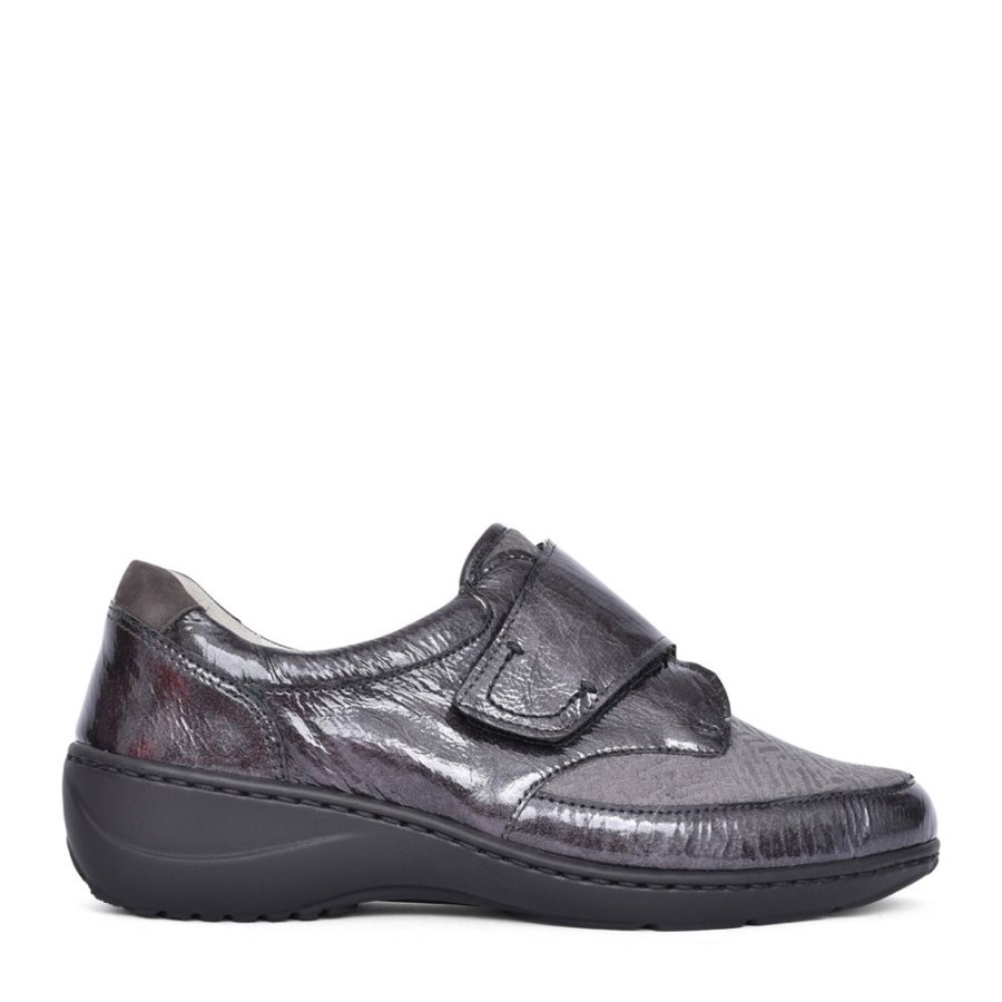 Ladies WALDLAUFER | Ladies Kya 607K31 Velcro Shoe In Dark Grey