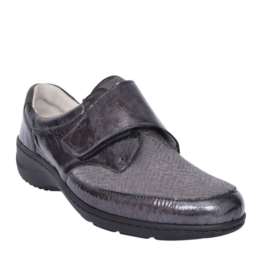 Ladies WALDLAUFER | Ladies Kya 607K31 Velcro Shoe In Dark Grey