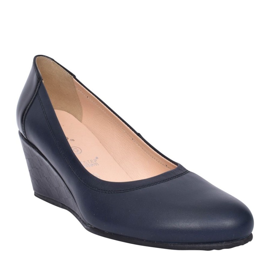 Ladies BIOECO | Ladies 5899 Wedge Court Shoe In Navy