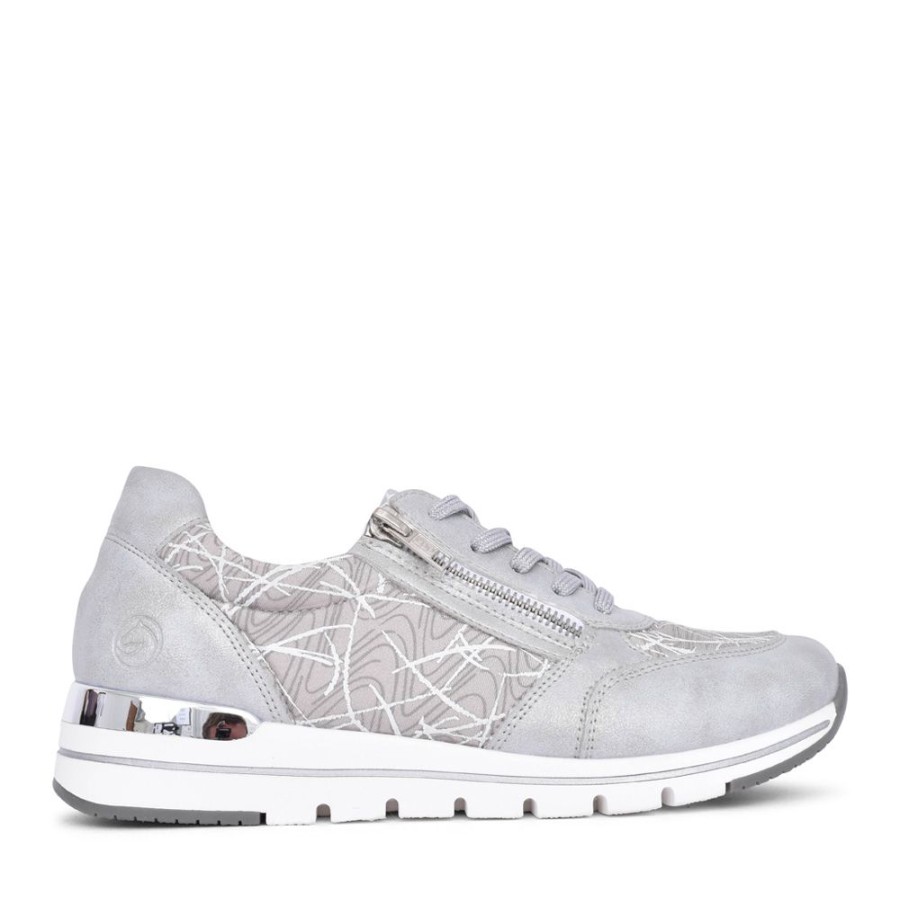 Ladies REMONTE | Ladies R6700 Laced Trainer In Grey