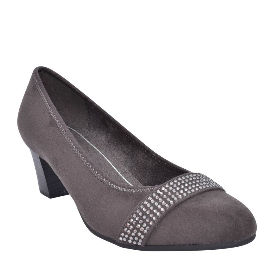 Ladies JANA | Ladies 8-22465 Medium Heel Court Shoe In Dark Grey