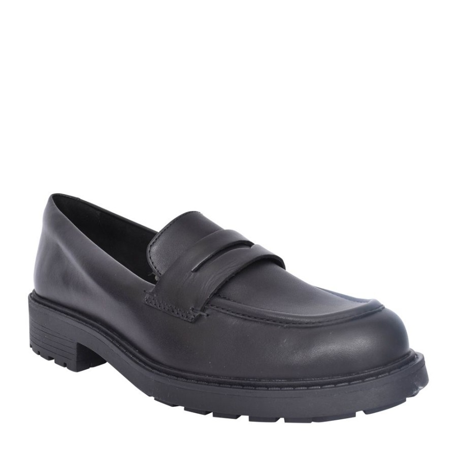 Ladies CLARKS | Ladies Orinoco2 Penny Black Leather D-Fit Loafer In Black
