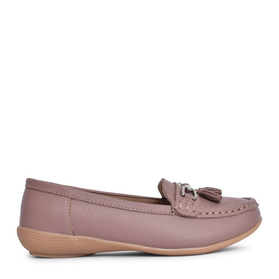 Ladies JO & JOE | Ladies Nautical Slip-On Leather Shoe In Rose