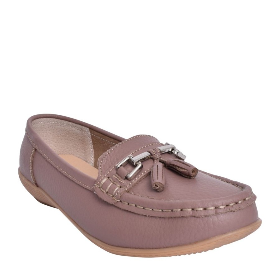 Ladies JO & JOE | Ladies Nautical Slip-On Leather Shoe In Rose