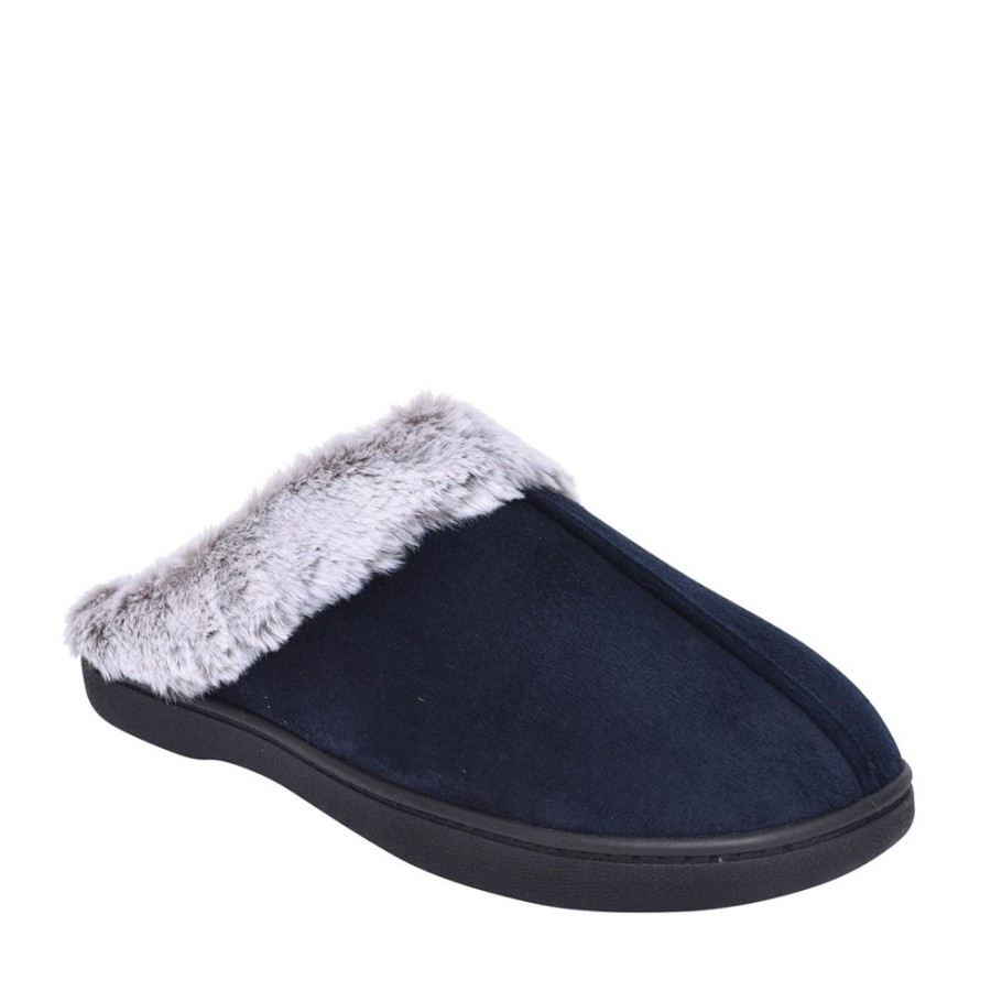 Ladies PADDERS | Ladies 3283 Florrie Wide Fit Mule Slipper In Navy