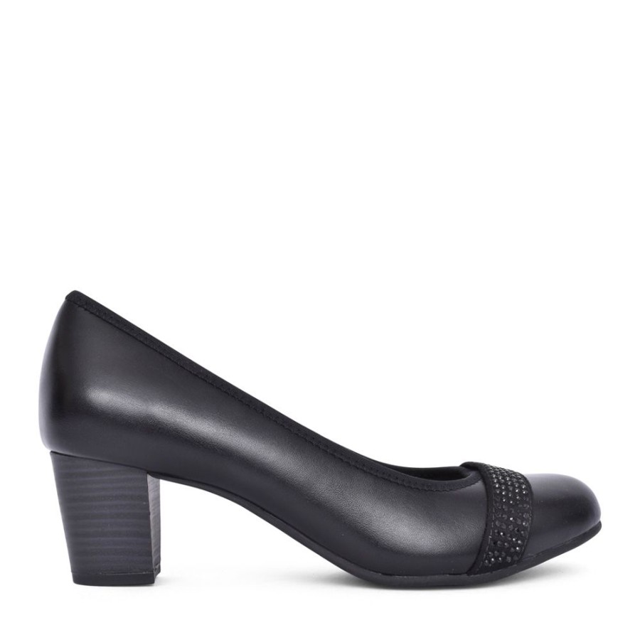 Ladies JANA | Ladies 8-22464 Medium Heel Court Shoe In Black