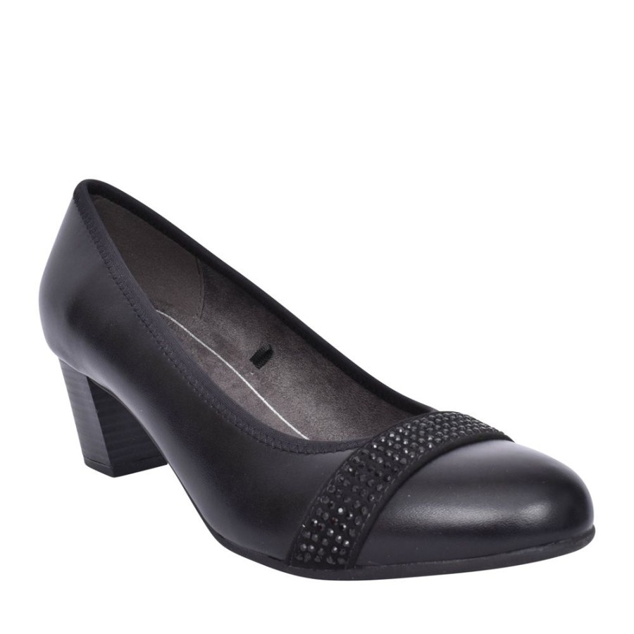 Ladies JANA | Ladies 8-22464 Medium Heel Court Shoe In Black